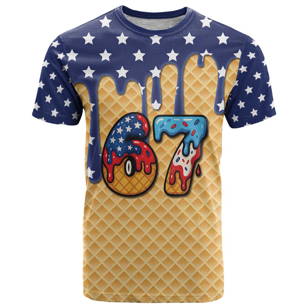 American Flag Ice Cream Drip T Shirt 67 Meme Gen Alpha Slang Tee - Wonder Print Shop