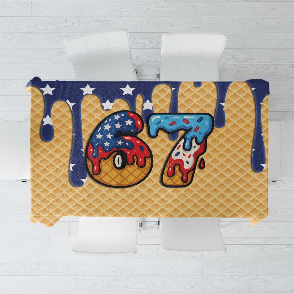 American Flag Ice Cream Drip Tablecloth 67 Meme Gen Alpha Slang Tee - Wonder Print Shop