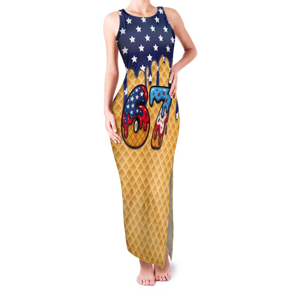 American Flag Ice Cream Drip Tank Maxi Dress 67 Meme Gen Alpha Slang Tee - Wonder Print Shop