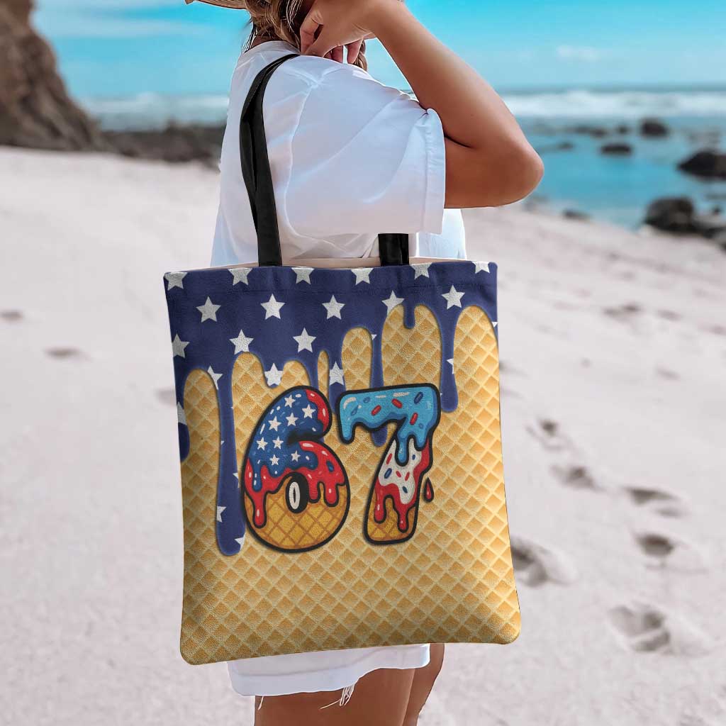 American Flag Ice Cream Drip Tote Bag 67 Meme Gen Alpha Slang Tee - Wonder Print Shop