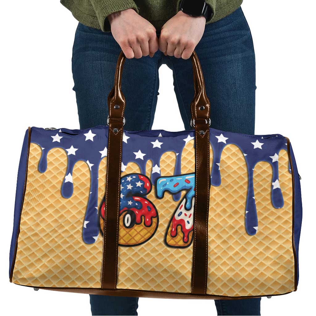 American Flag Ice Cream Drip Travel Bag 67 Meme Gen Alpha Slang Tee - Wonder Print Shop