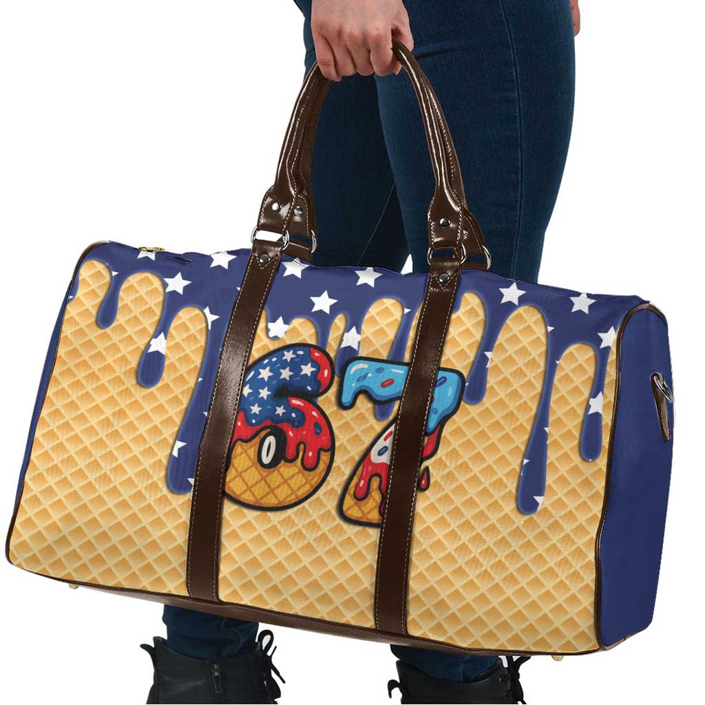 American Flag Ice Cream Drip Travel Bag 67 Meme Gen Alpha Slang Tee - Wonder Print Shop
