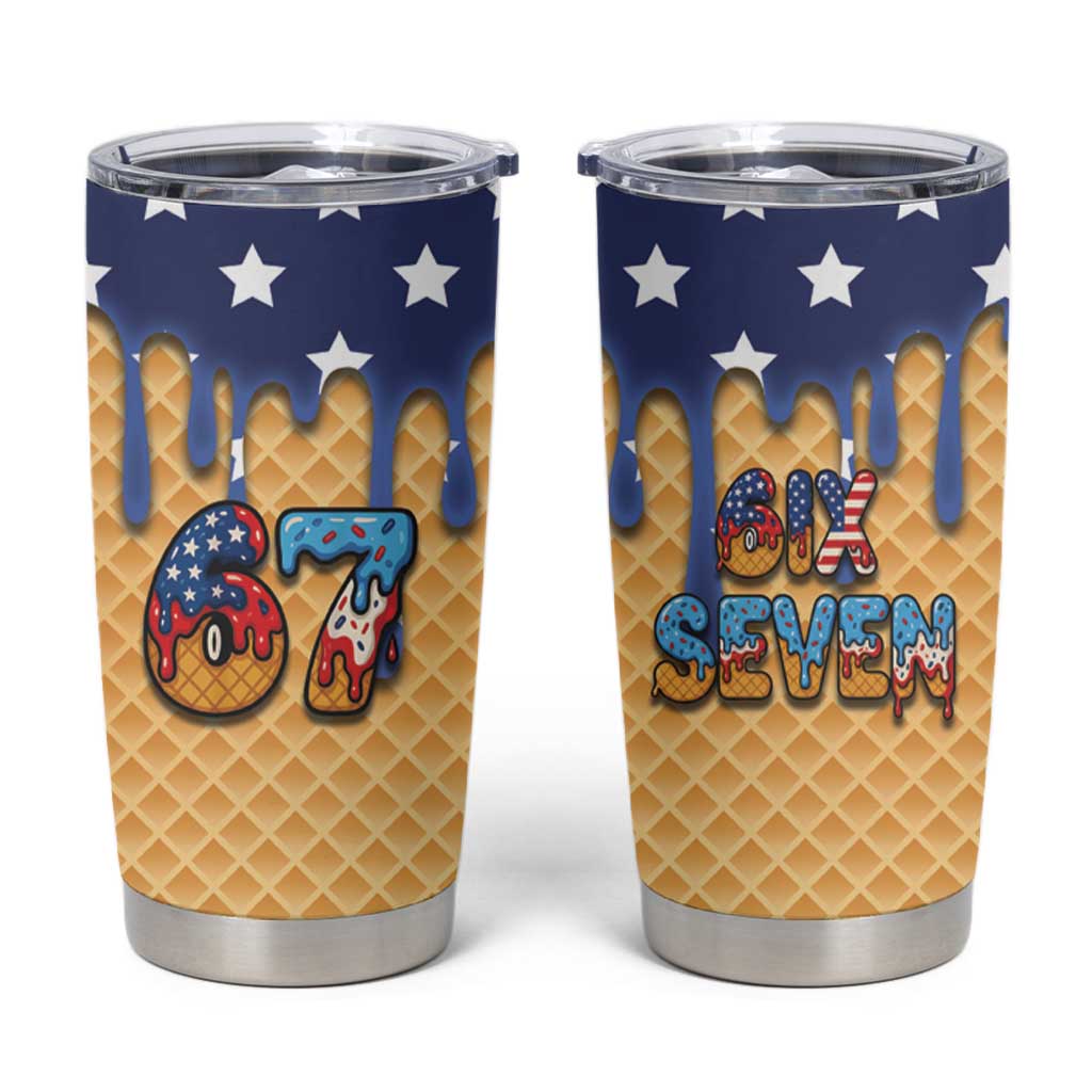 American Flag Ice Cream Drip Tumbler Cup 67 Meme Gen Alpha Slang Tee - Wonder Print Shop