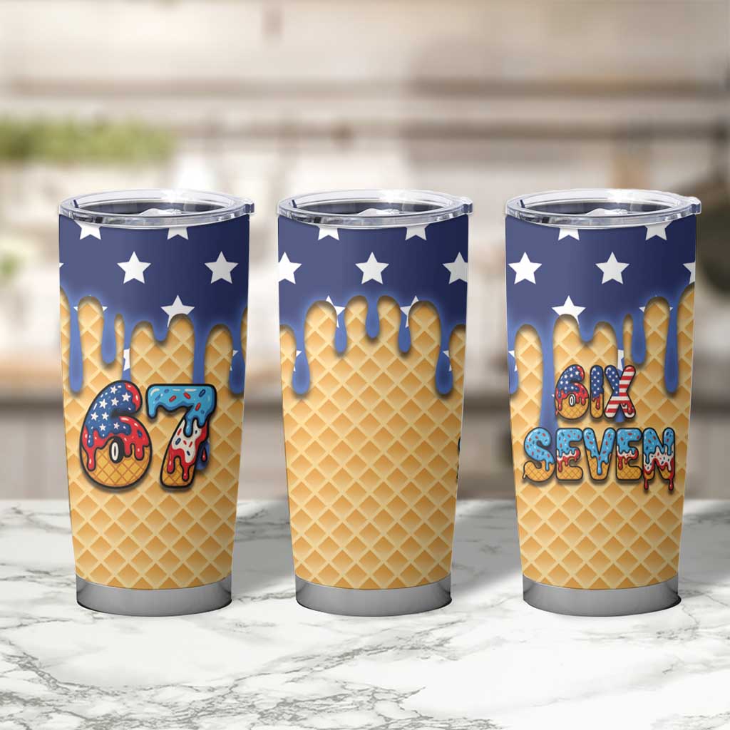 American Flag Ice Cream Drip Tumbler Cup 67 Meme Gen Alpha Slang Tee - Wonder Print Shop