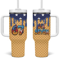 American Flag Ice Cream Drip Tumbler With Handle 67 Meme Gen Alpha Slang Tee - Wonder Print Shop