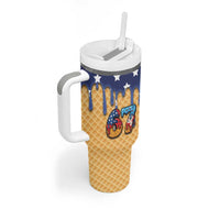 American Flag Ice Cream Drip Tumbler With Handle 67 Meme Gen Alpha Slang Tee - Wonder Print Shop