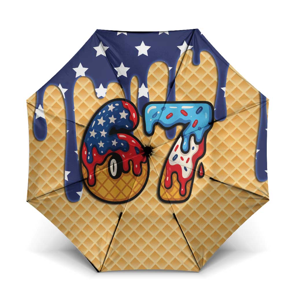 American Flag Ice Cream Drip Umbrella 67 Meme Gen Alpha Slang Tee - Wonder Print Shop