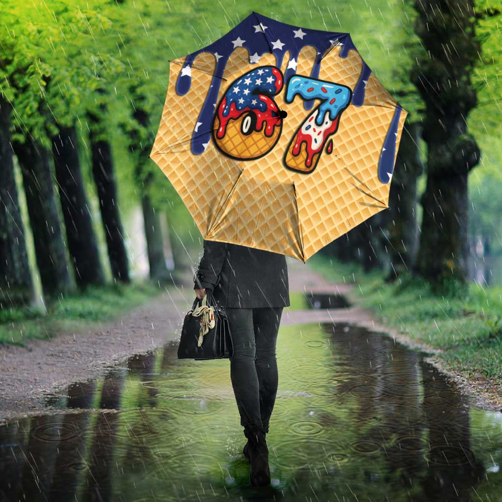 American Flag Ice Cream Drip Umbrella 67 Meme Gen Alpha Slang Tee - Wonder Print Shop