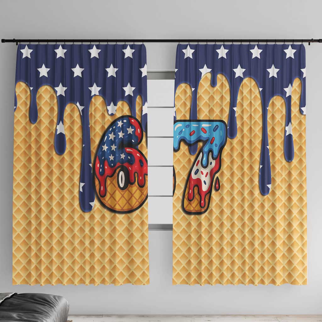 American Flag Ice Cream Drip Window Curtain 67 Meme Gen Alpha Slang Tee - Wonder Print Shop