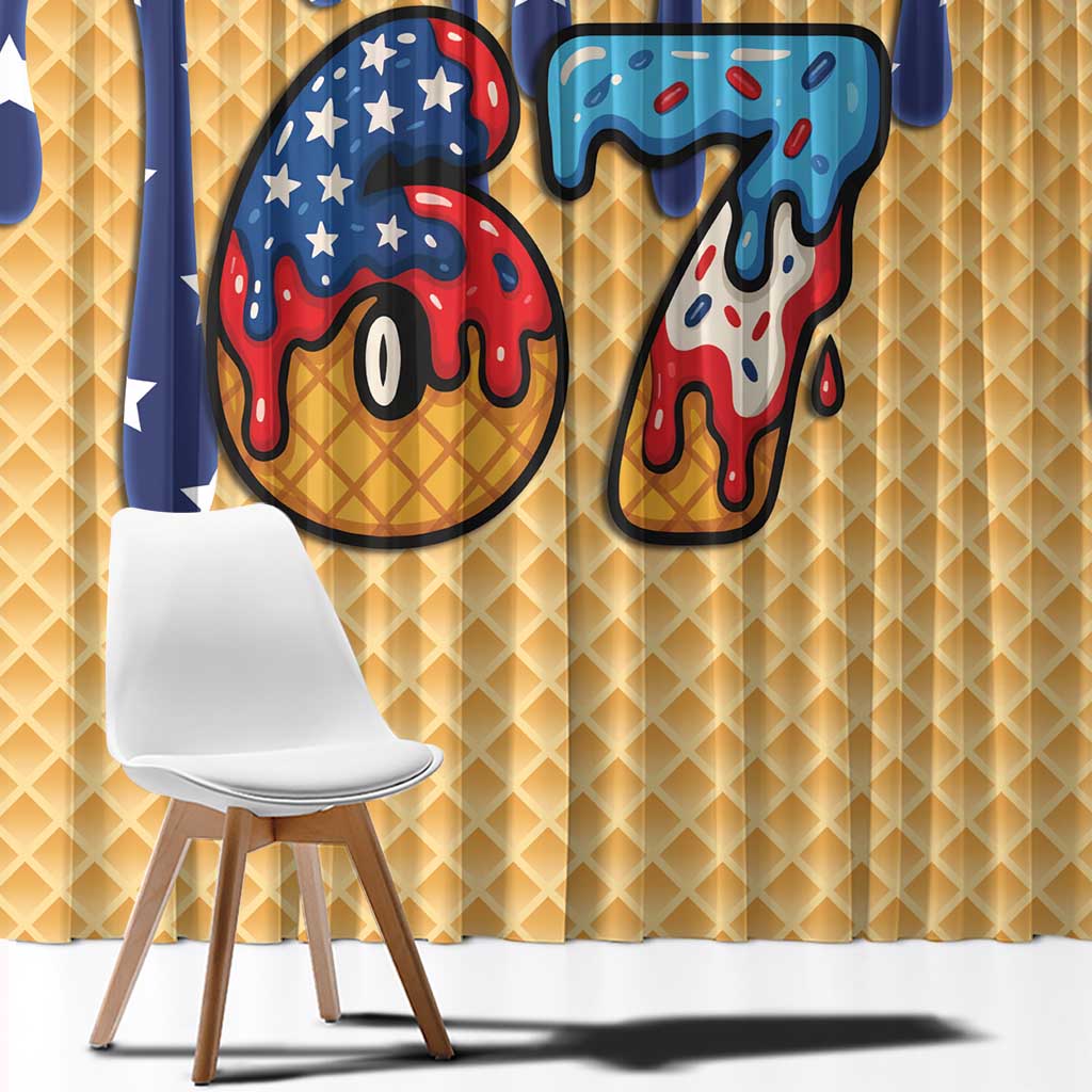 American Flag Ice Cream Drip Window Curtain 67 Meme Gen Alpha Slang Tee - Wonder Print Shop