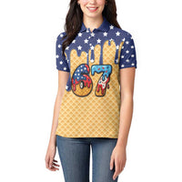 American Flag Ice Cream Drip Women Polo Shirt 67 Meme Gen Alpha Slang Tee - Wonder Print Shop