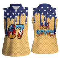 American Flag Ice Cream Drip Women Sleeveless Polo Shirt 67 Meme Gen Alpha Slang Tee - Wonder Print Shop