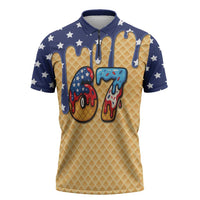American Flag Ice Cream Drip Zipper Polo Shirt 67 Meme Gen Alpha Slang Tee - Wonder Print Shop