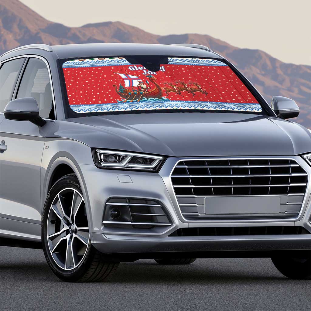 Faroe Islands Viking Santa Christmas Auto Sun Shade Funny Reindeer Norse Xmas - Wonder Print Shop