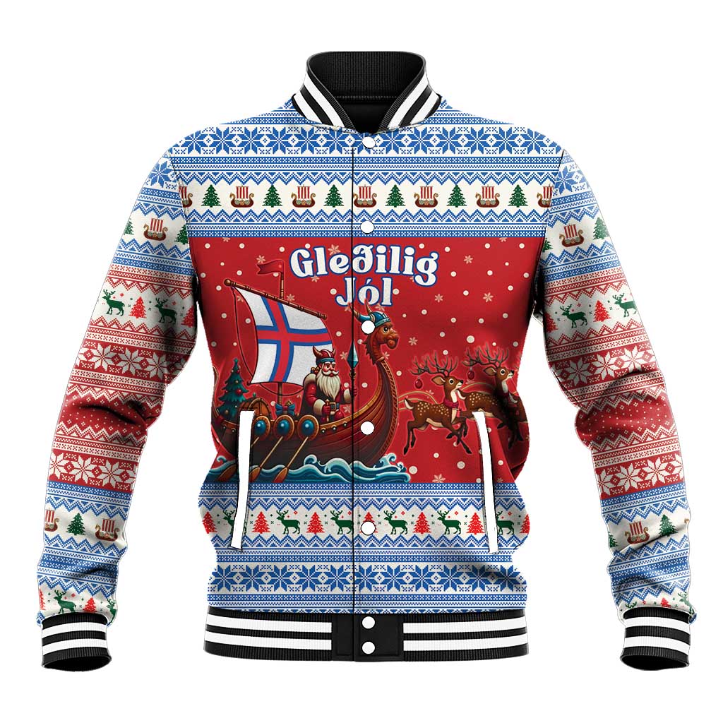 Faroe Islands Viking Santa Christmas Baseball Jacket Funny Reindeer Norse Xmas - Wonder Print Shop