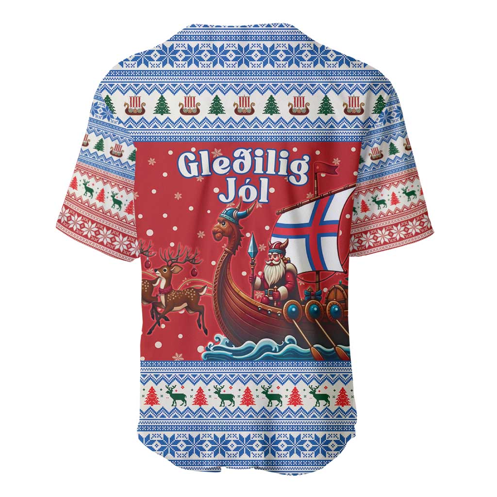 Faroe Islands Viking Santa Christmas Baseball Jersey Funny Reindeer Norse Xmas - Wonder Print Shop
