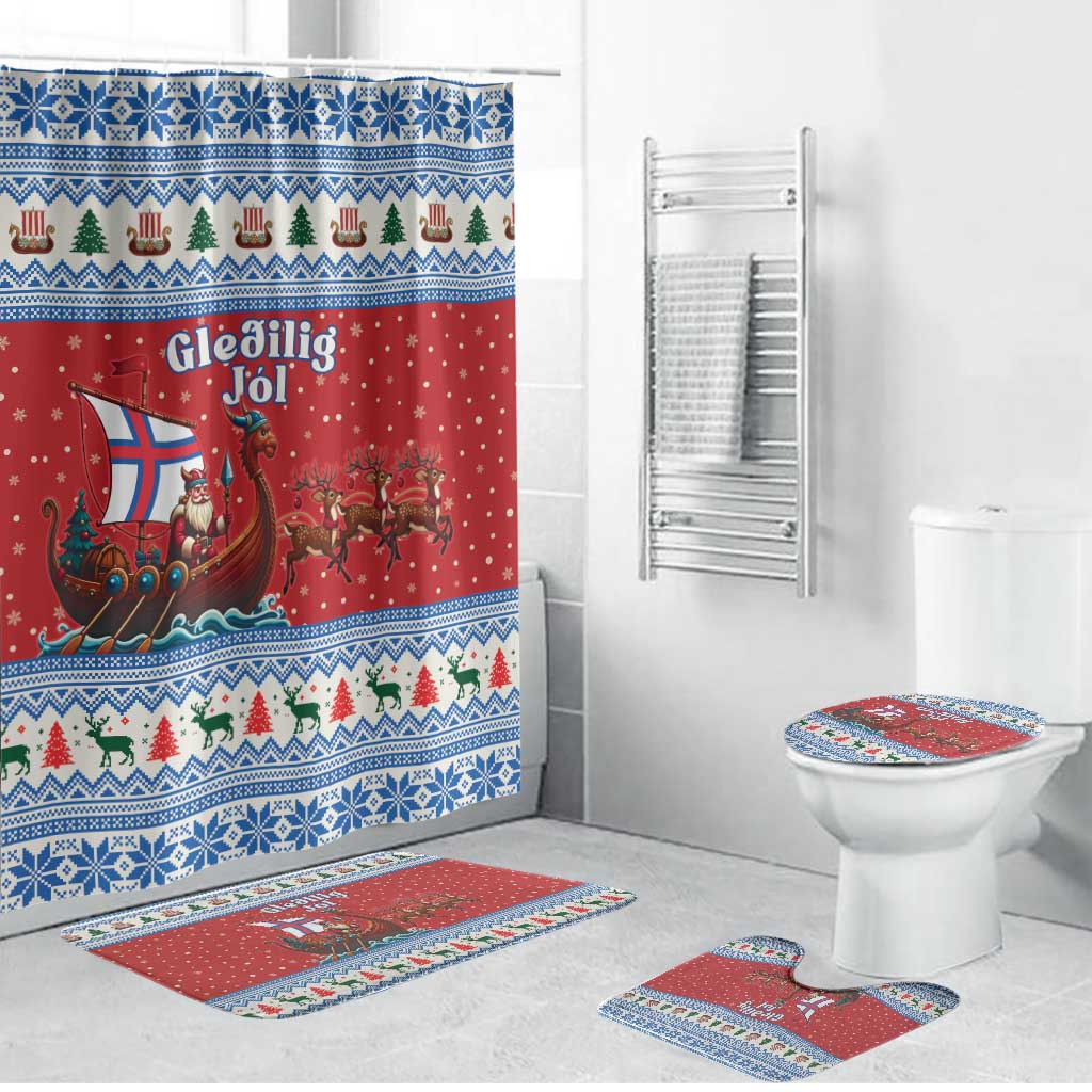 Faroe Islands Viking Santa Christmas Bathroom Set Funny Reindeer Norse Xmas - Wonder Print Shop