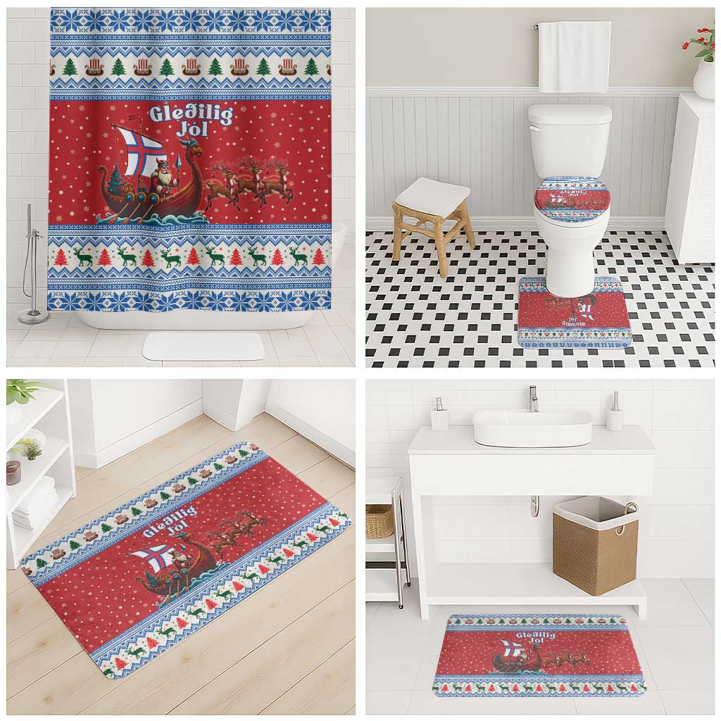 Faroe Islands Viking Santa Christmas Bathroom Set Funny Reindeer Norse Xmas - Wonder Print Shop