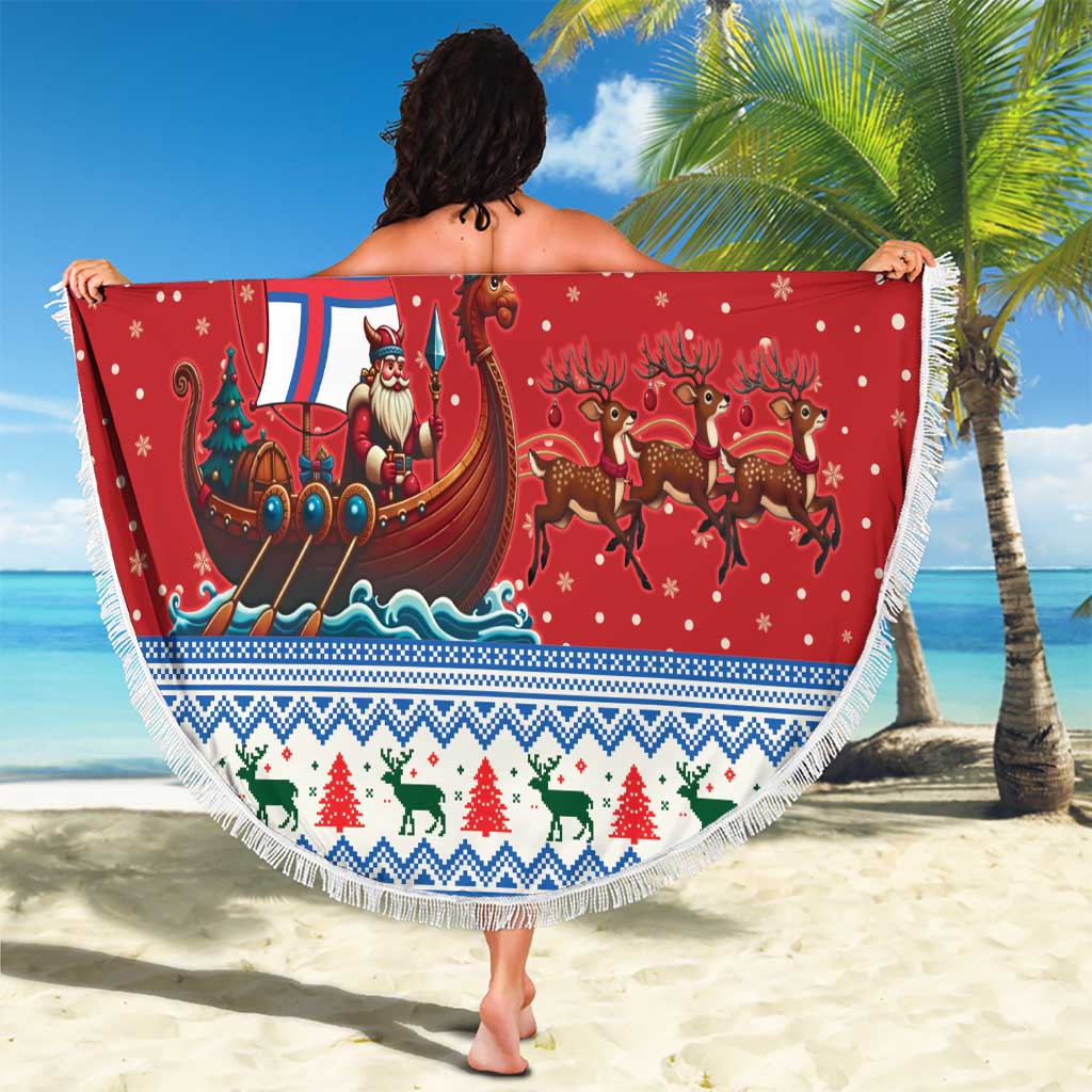 Faroe Islands Viking Santa Christmas Beach Blanket Funny Reindeer Norse Xmas - Wonder Print Shop