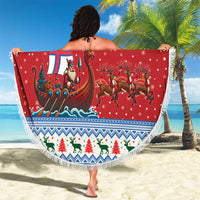 Faroe Islands Viking Santa Christmas Beach Blanket Funny Reindeer Norse Xmas - Wonder Print Shop