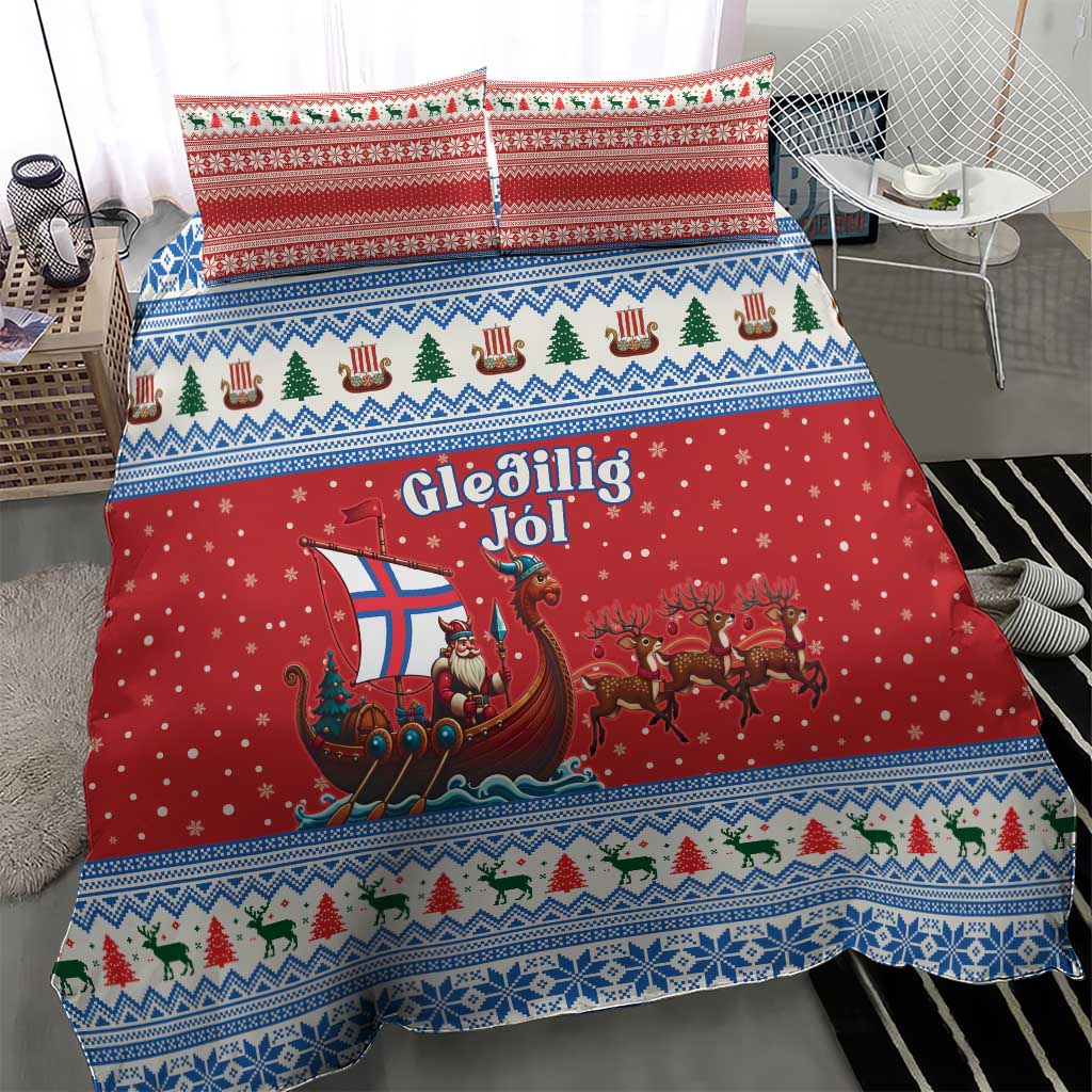 Faroe Islands Viking Santa Christmas Bedding Set Funny Reindeer Norse Xmas - Wonder Print Shop