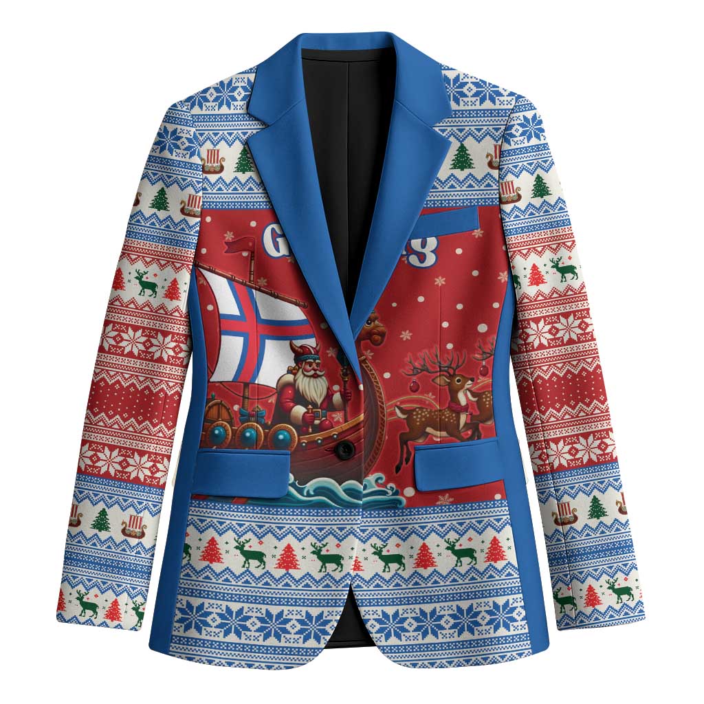 Faroe Islands Viking Santa Christmas Blazer Funny Reindeer Norse Xmas - Wonder Print Shop