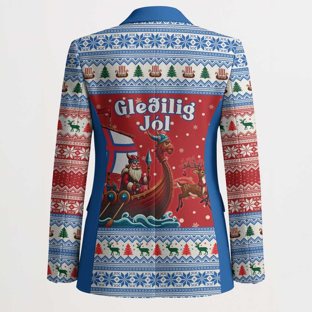 Faroe Islands Viking Santa Christmas Blazer Funny Reindeer Norse Xmas - Wonder Print Shop