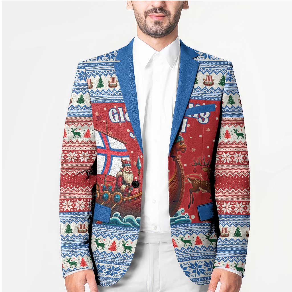 Faroe Islands Viking Santa Christmas Blazer Funny Reindeer Norse Xmas - Wonder Print Shop