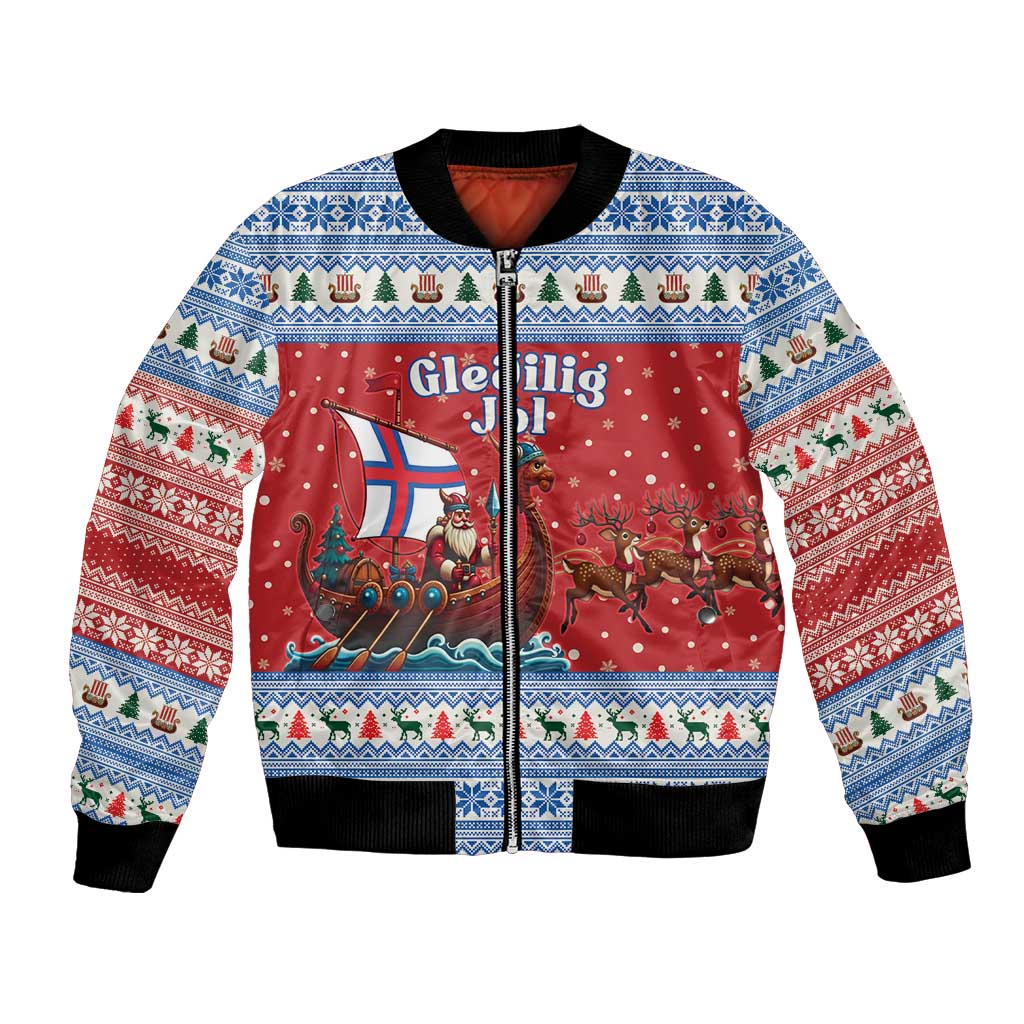 Faroe Islands Viking Santa Christmas Bomber Jacket Funny Reindeer Norse Xmas - Wonder Print Shop