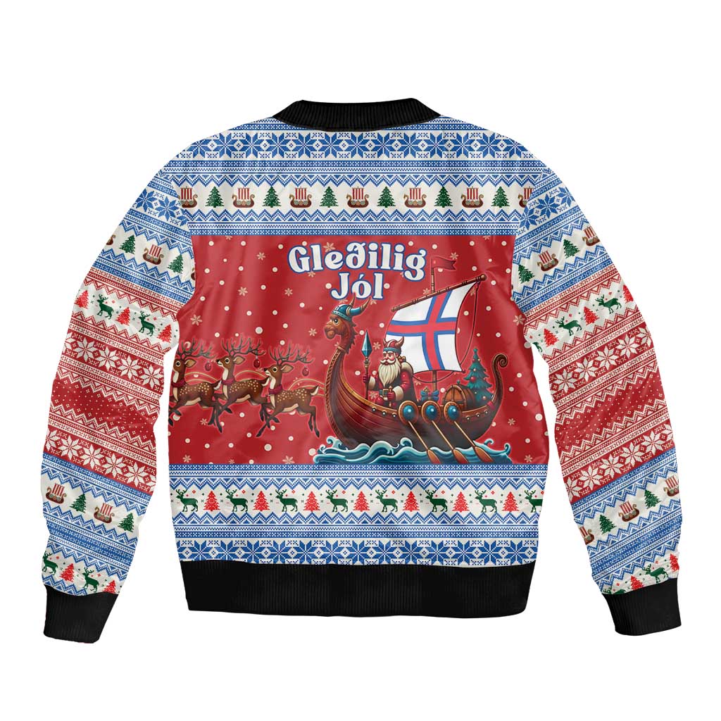 Faroe Islands Viking Santa Christmas Bomber Jacket Funny Reindeer Norse Xmas - Wonder Print Shop