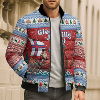 Faroe Islands Viking Santa Christmas Bomber Puffer Jacket Funny Reindeer Norse Xmas - Wonder Print Shop