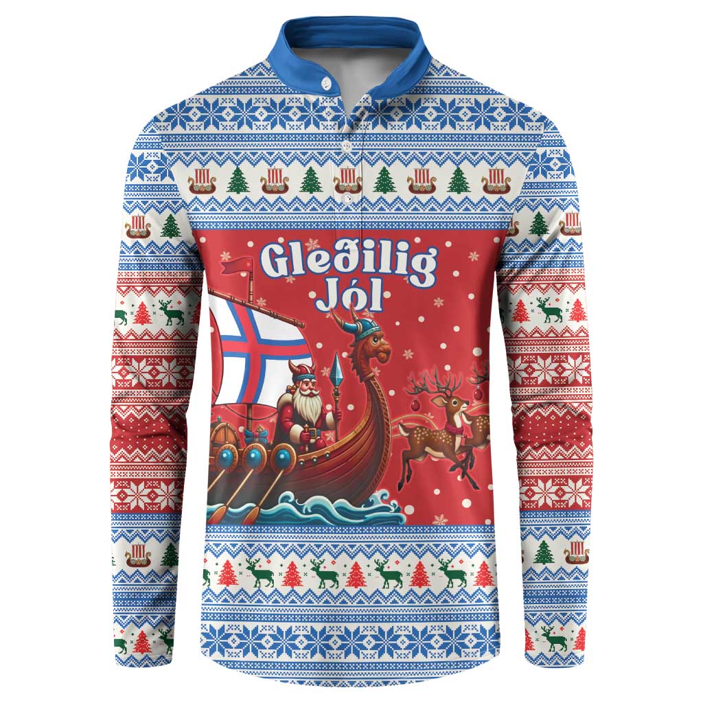 Faroe Islands Viking Santa Christmas Button Sweatshirt Funny Reindeer Norse Xmas - Wonder Print Shop