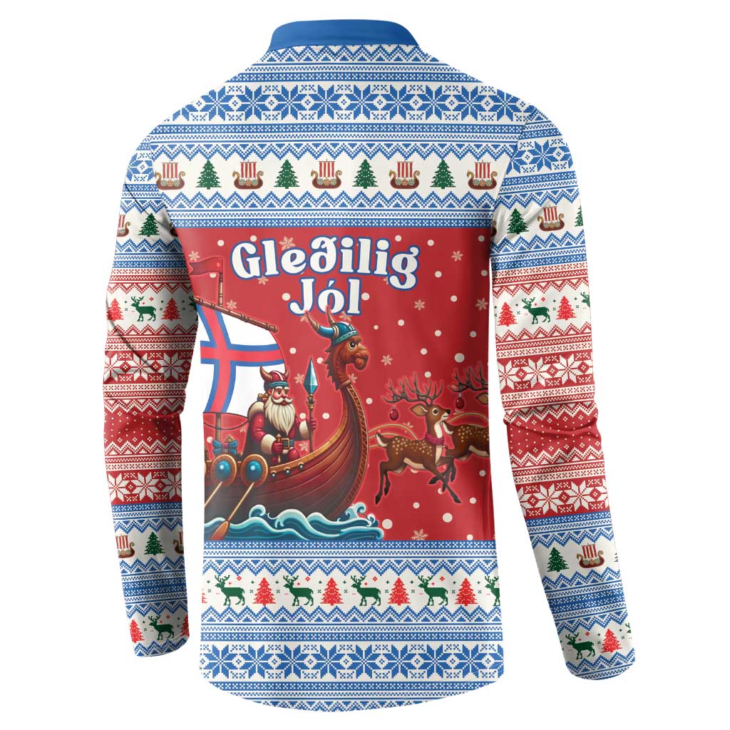 Faroe Islands Viking Santa Christmas Button Sweatshirt Funny Reindeer Norse Xmas - Wonder Print Shop