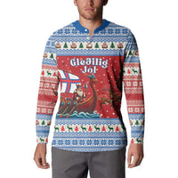 Faroe Islands Viking Santa Christmas Button Sweatshirt Funny Reindeer Norse Xmas - Wonder Print Shop