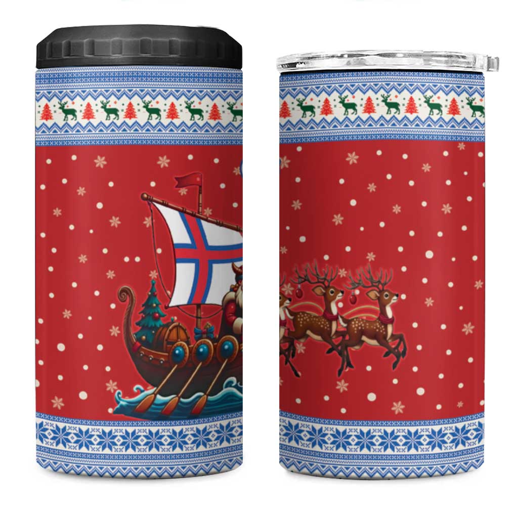 Faroe Islands Viking Santa Christmas 4 in 1 Can Cooler Tumbler Funny Reindeer Norse Xmas - Wonder Print Shop