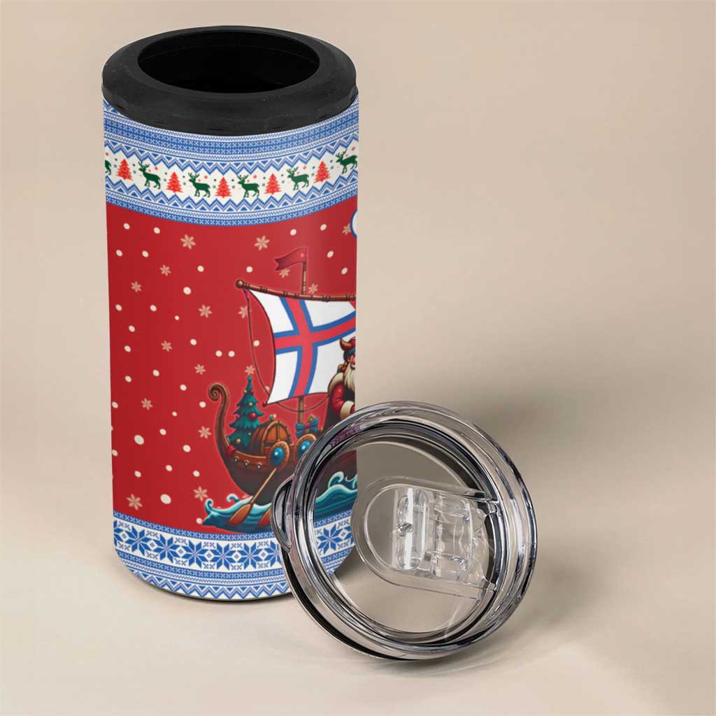 Faroe Islands Viking Santa Christmas 4 in 1 Can Cooler Tumbler Funny Reindeer Norse Xmas - Wonder Print Shop