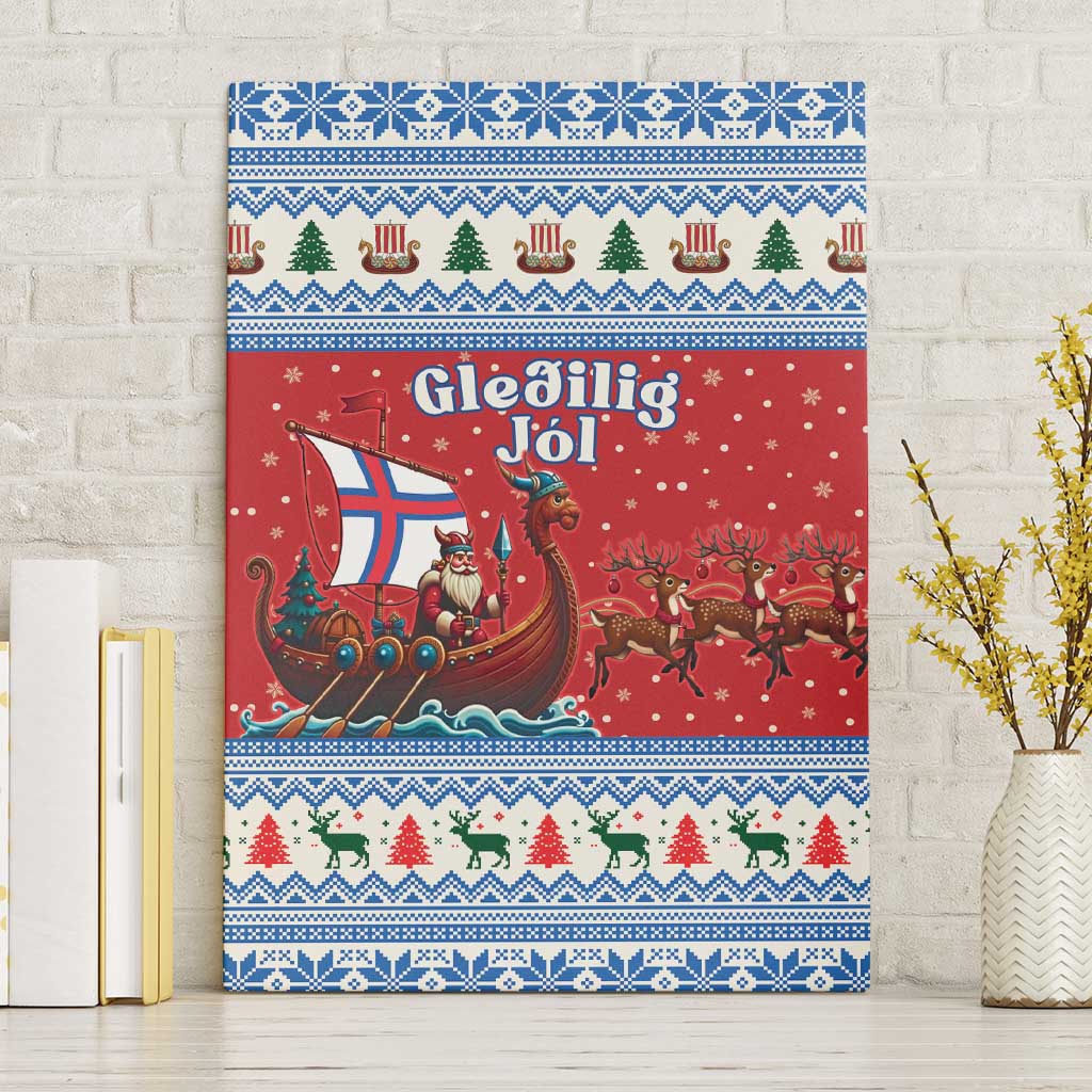 Faroe Islands Viking Santa Christmas Canvas Wall Art Funny Reindeer Norse Xmas - Wonder Print Shop