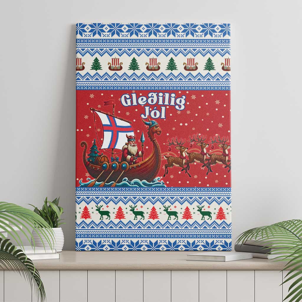 Faroe Islands Viking Santa Christmas Canvas Wall Art Funny Reindeer Norse Xmas - Wonder Print Shop