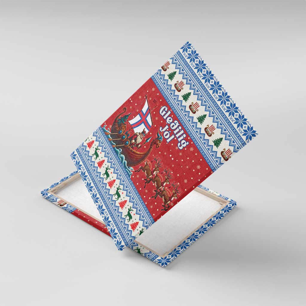 Faroe Islands Viking Santa Christmas Canvas Wall Art Funny Reindeer Norse Xmas - Wonder Print Shop