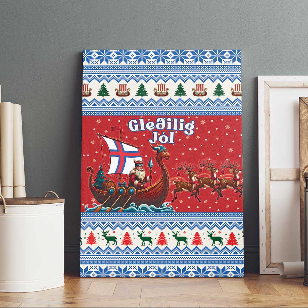 Faroe Islands Viking Santa Christmas Canvas Wall Art Funny Reindeer Norse Xmas - Wonder Print Shop
