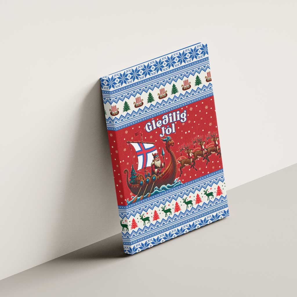 Faroe Islands Viking Santa Christmas Canvas Wall Art Funny Reindeer Norse Xmas - Wonder Print Shop