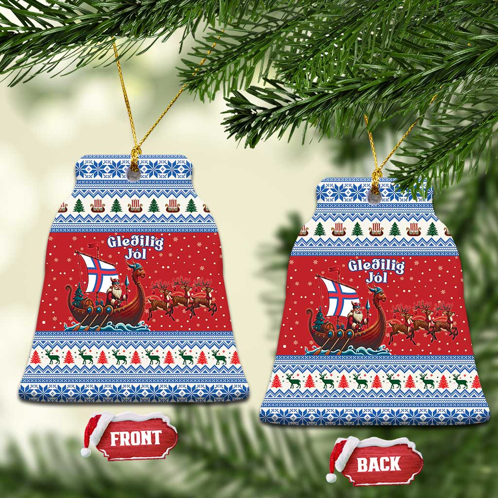 Faroe Islands Viking Santa Christmas Ceramic Ornament Funny Reindeer Norse Xmas - Wonder Print Shop