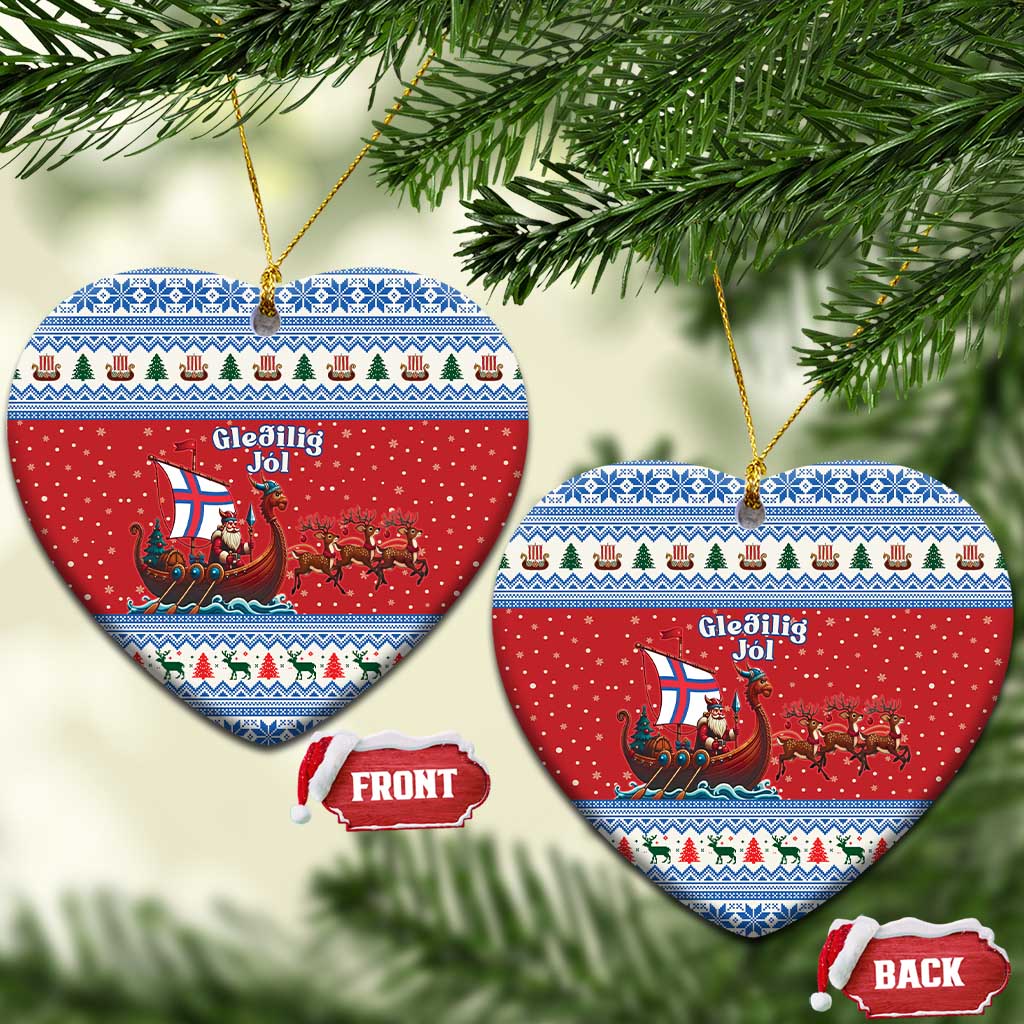 Faroe Islands Viking Santa Christmas Ceramic Ornament Funny Reindeer Norse Xmas - Wonder Print Shop