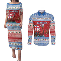 Faroe Islands Viking Santa Christmas Couples Matching Puletasi and Long Sleeve Button Shirt Funny Reindeer Norse Xmas - Wonder Print Shop