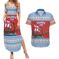Faroe Islands Viking Santa Christmas Couples Matching Summer Maxi Dress and Hawaiian Shirt Funny Reindeer Norse Xmas - Wonder Print Shop