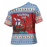 Faroe Islands Viking Santa Christmas Cross Shoulder Shirt Funny Reindeer Norse Xmas - Wonder Print Shop