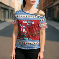 Faroe Islands Viking Santa Christmas Cross Shoulder Shirt Funny Reindeer Norse Xmas - Wonder Print Shop