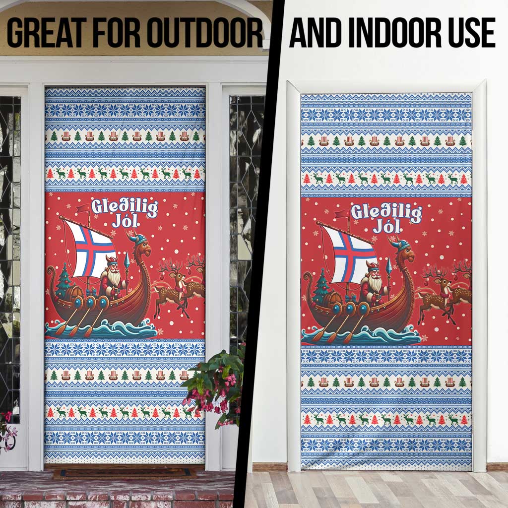 Faroe Islands Viking Santa Christmas Door Cover Funny Reindeer Norse Xmas - Wonder Print Shop