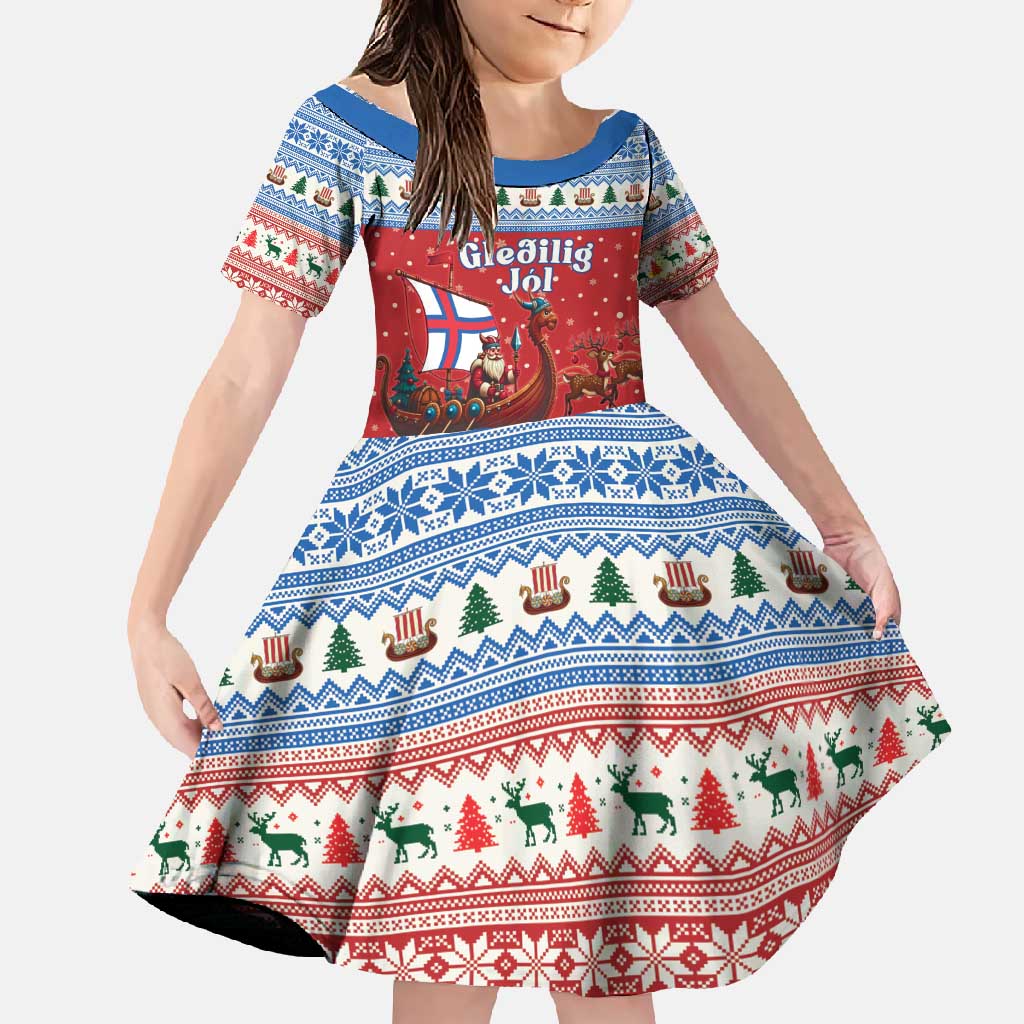 Faroe Islands Viking Santa Christmas Family Matching Long Sleeve Bodycon Dress and Hawaiian Shirt Funny Reindeer Norse Xmas - Wonder Print Shop