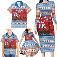 Faroe Islands Viking Santa Christmas Family Matching Long Sleeve Bodycon Dress and Hawaiian Shirt Funny Reindeer Norse Xmas - Wonder Print Shop